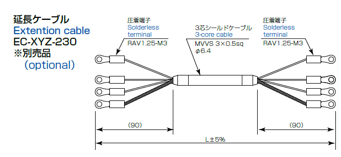 延長ケーブル：EC-XYZ-230